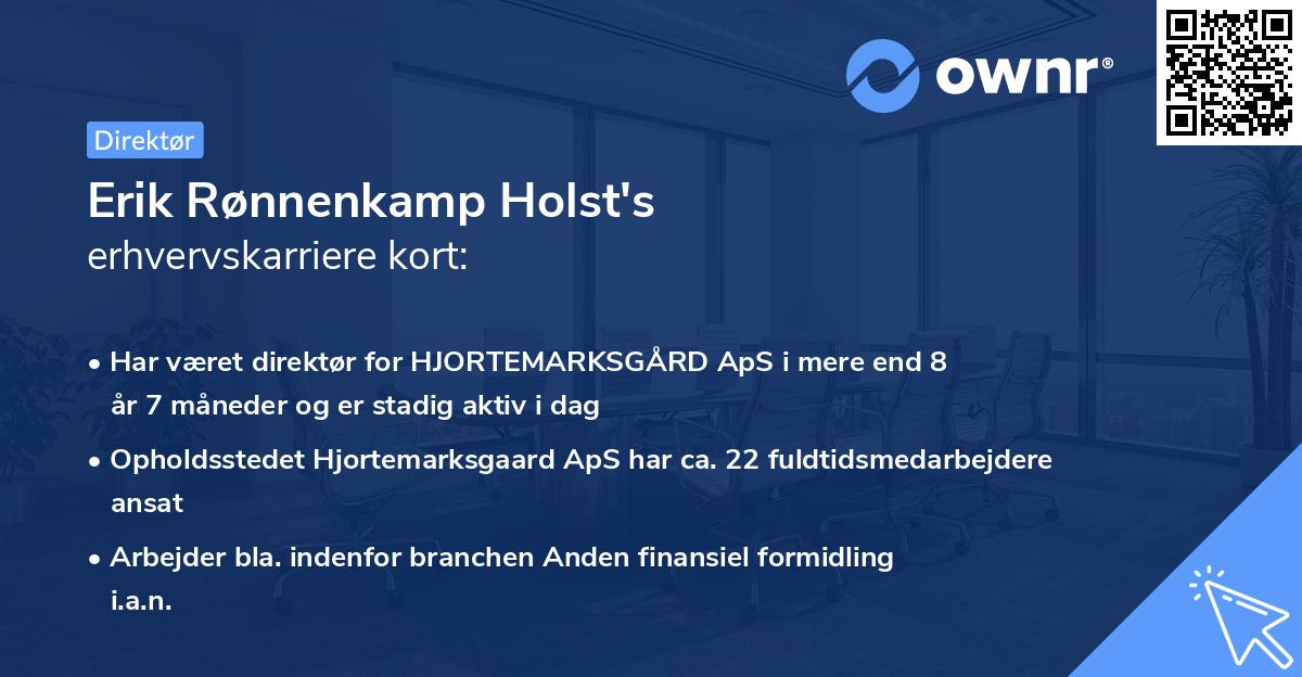 Erik Rønnenkamp Holst's erhvervskarriere kort
