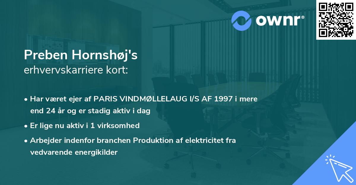 Preben Hornshøj's erhvervskarriere kort
