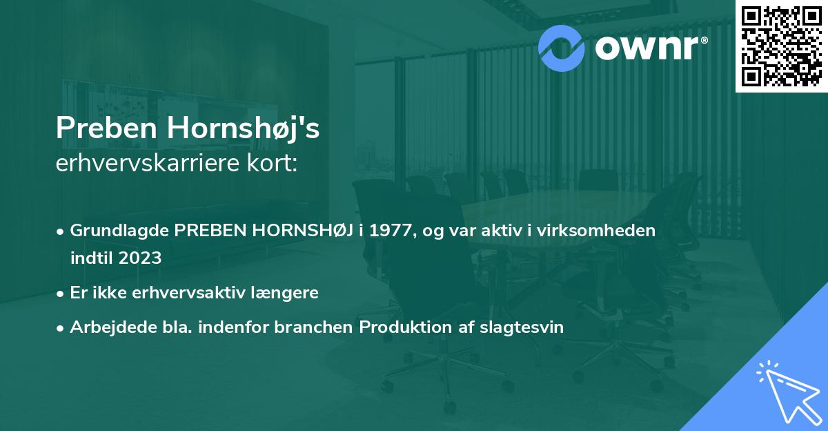 Preben Hornshøj's erhvervskarriere kort