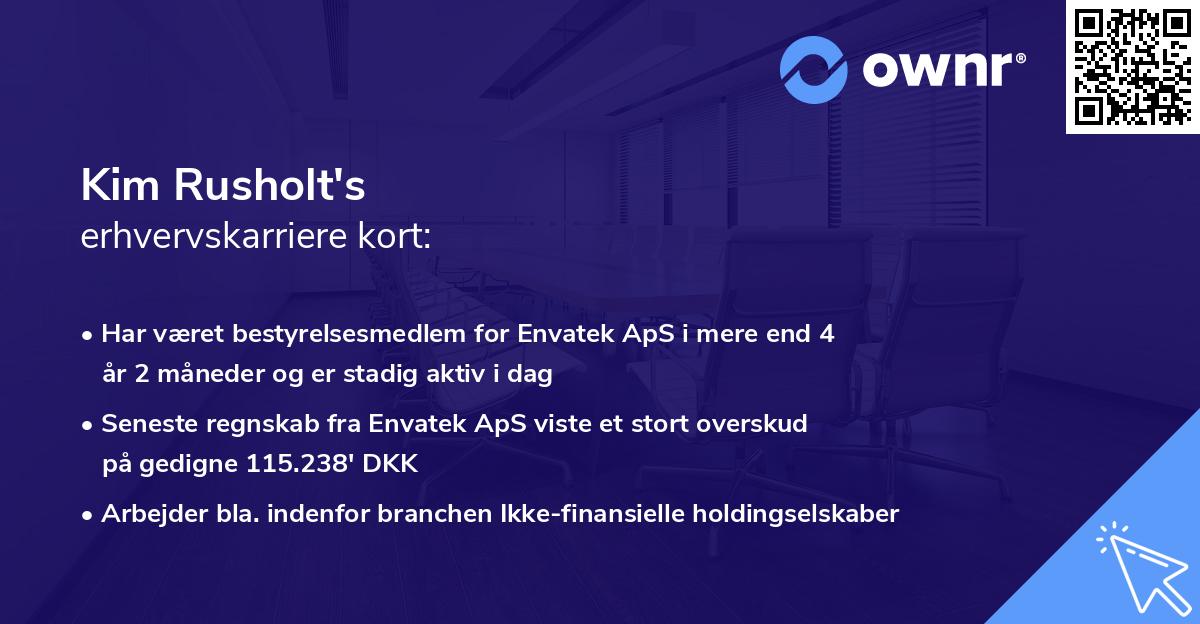 Kim Rusholt's erhvervskarriere kort