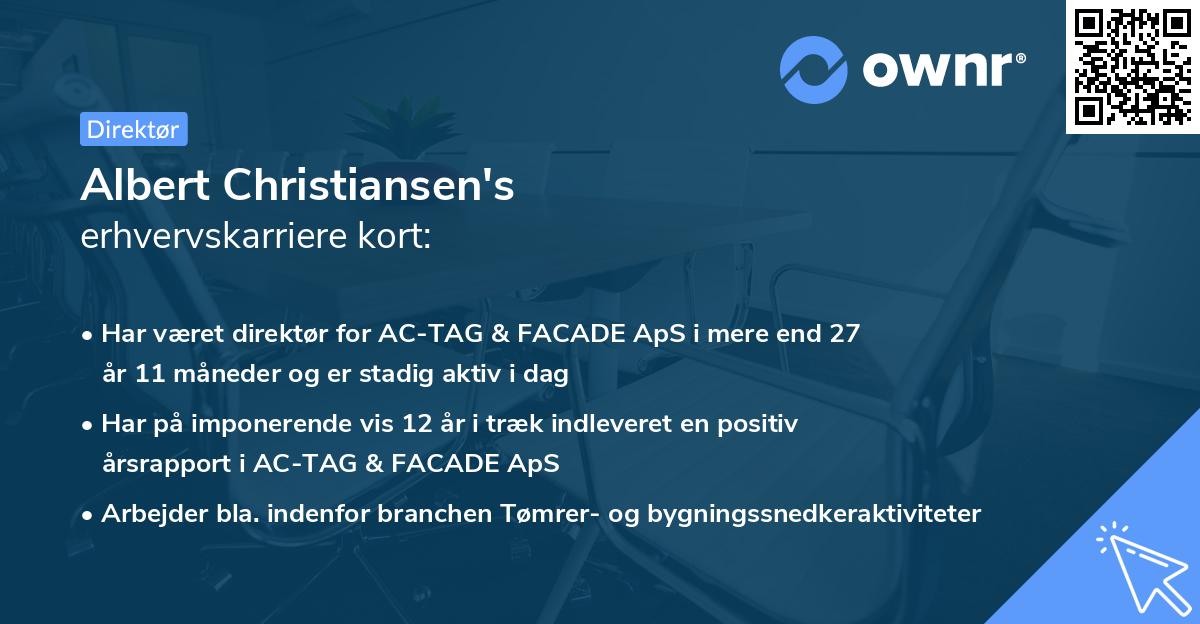 Albert Christiansen's erhvervskarriere kort