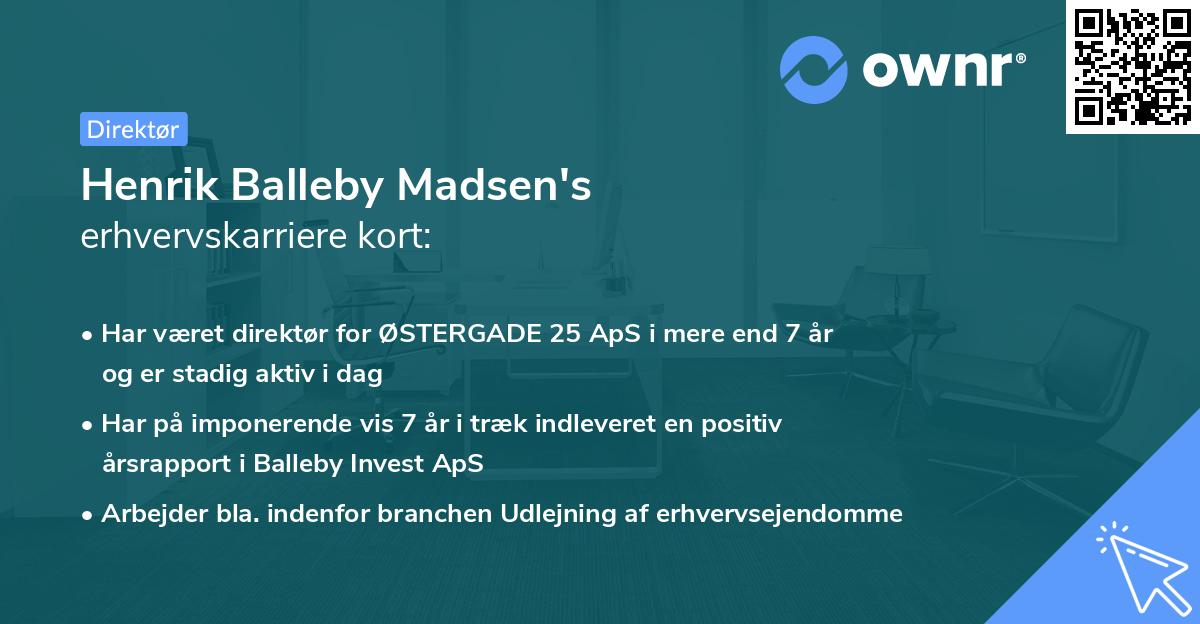 Henrik Balleby Madsen's erhvervskarriere kort
