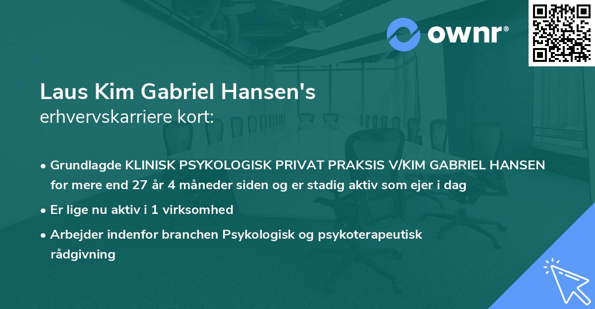 Laus Kim Gabriel Hansen's erhvervskarriere kort