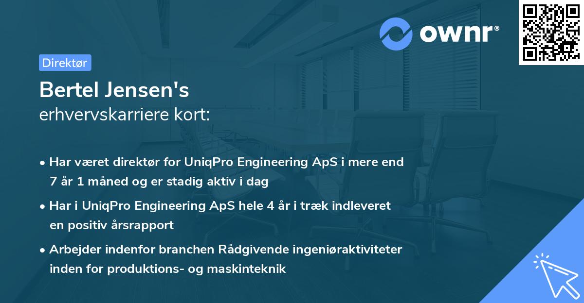 Bertel Jensen's erhvervskarriere kort