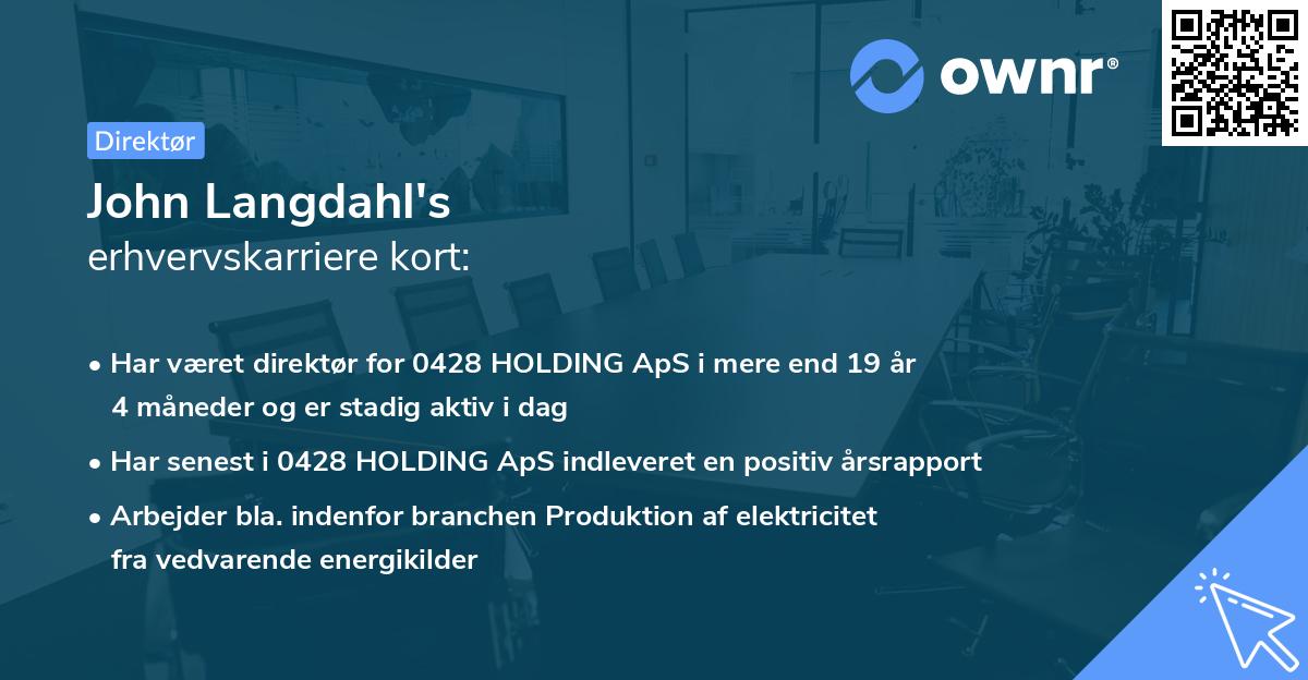 John Langdahl's erhvervskarriere kort