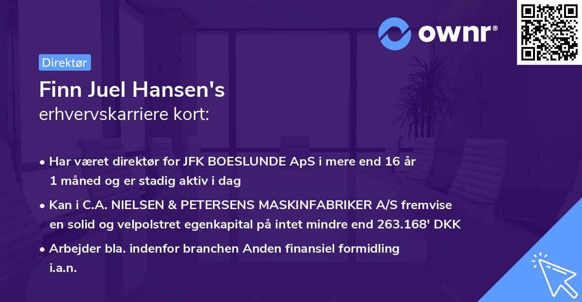 Finn Juel Hansen's erhvervskarriere kort