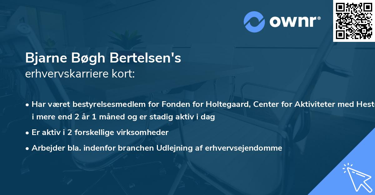 Bjarne Bøgh Bertelsen's erhvervskarriere kort