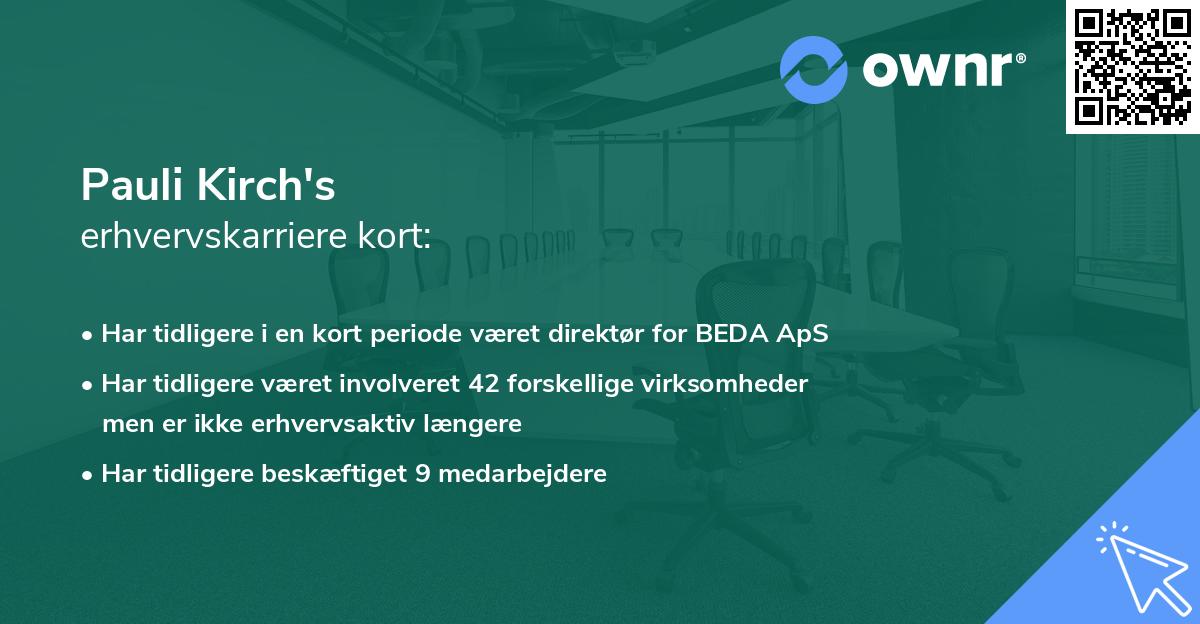 Pauli Kirch's erhvervskarriere kort