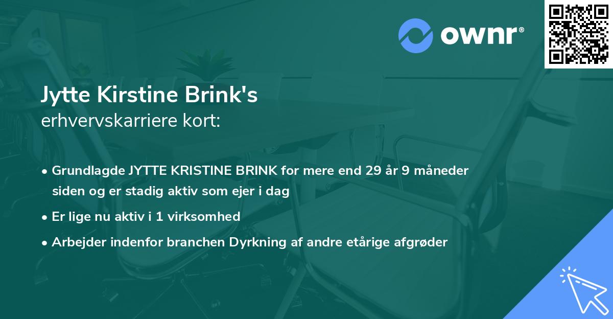 Jytte Kirstine Brink's erhvervskarriere kort