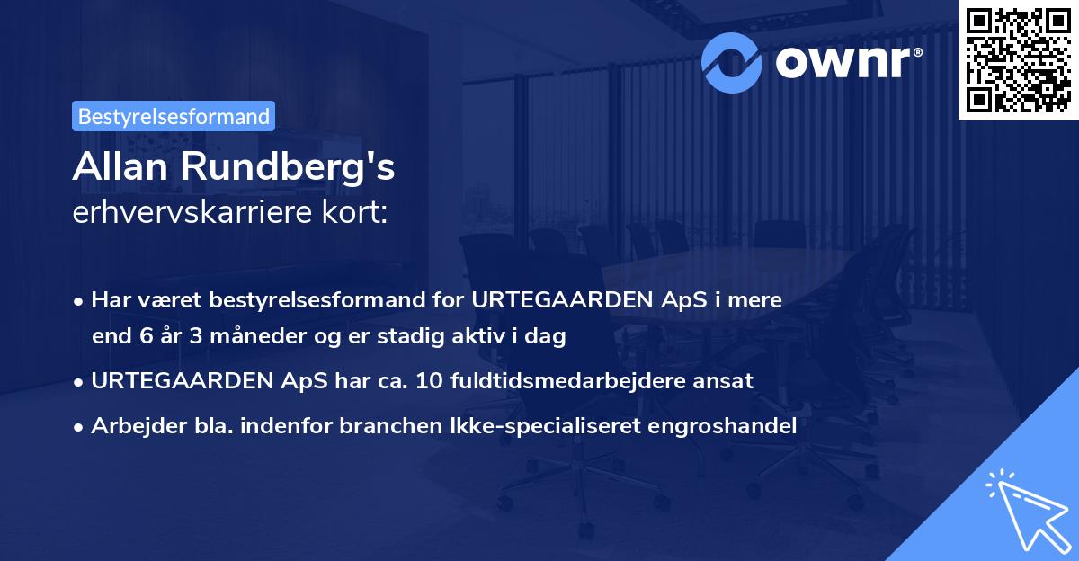 Allan Rundberg's erhvervskarriere kort