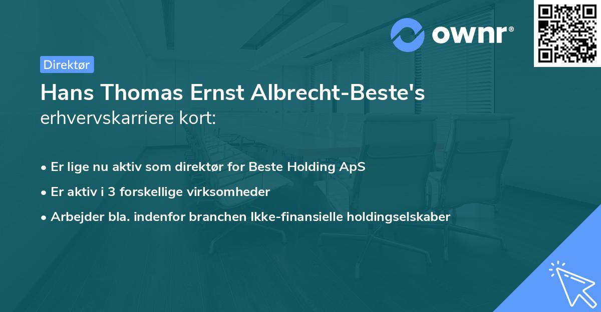 Hans Thomas Ernst Albrecht-Beste's erhvervskarriere kort