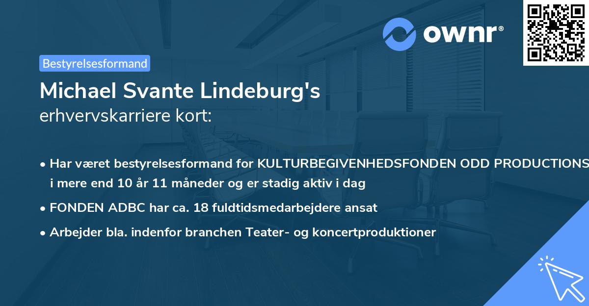 Michael Svante Lindeburg's erhvervskarriere kort