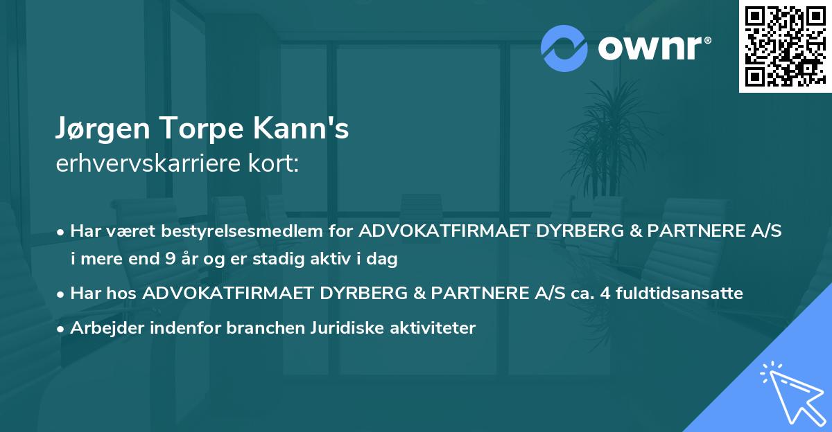 Jørgen Torpe Kann's erhvervskarriere kort