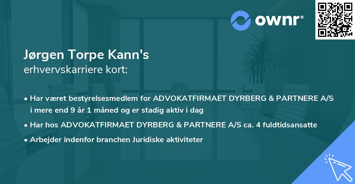 Jørgen Torpe Kann's erhvervskarriere kort