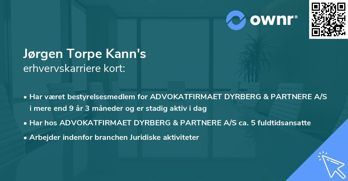 Jørgen Torpe Kann's erhvervskarriere kort