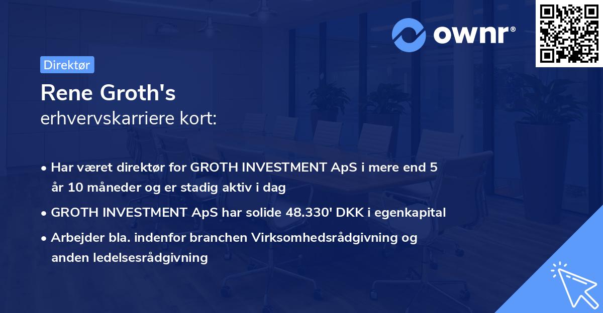 Rene Groth's erhvervskarriere kort