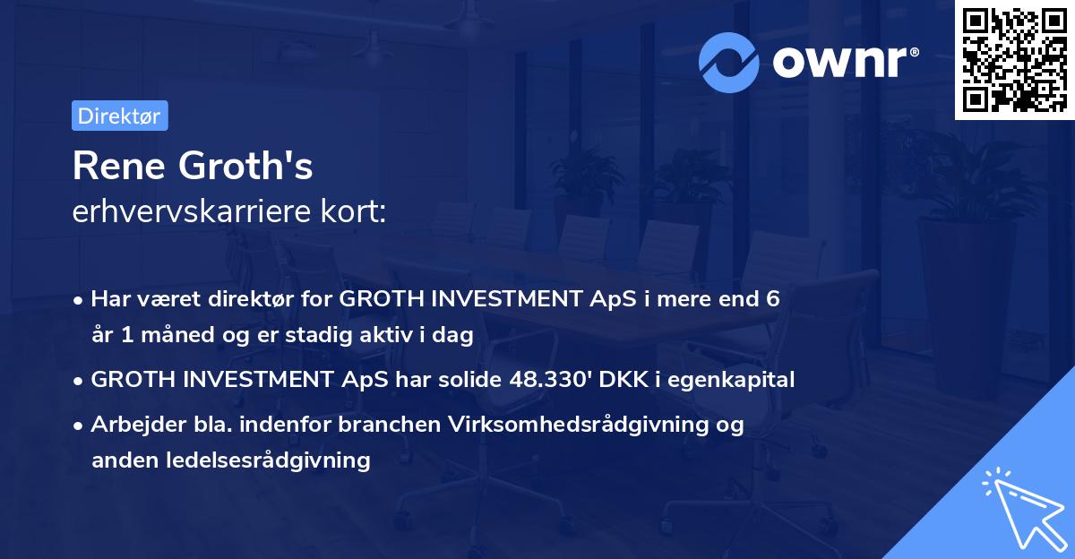 Rene Groth's erhvervskarriere kort