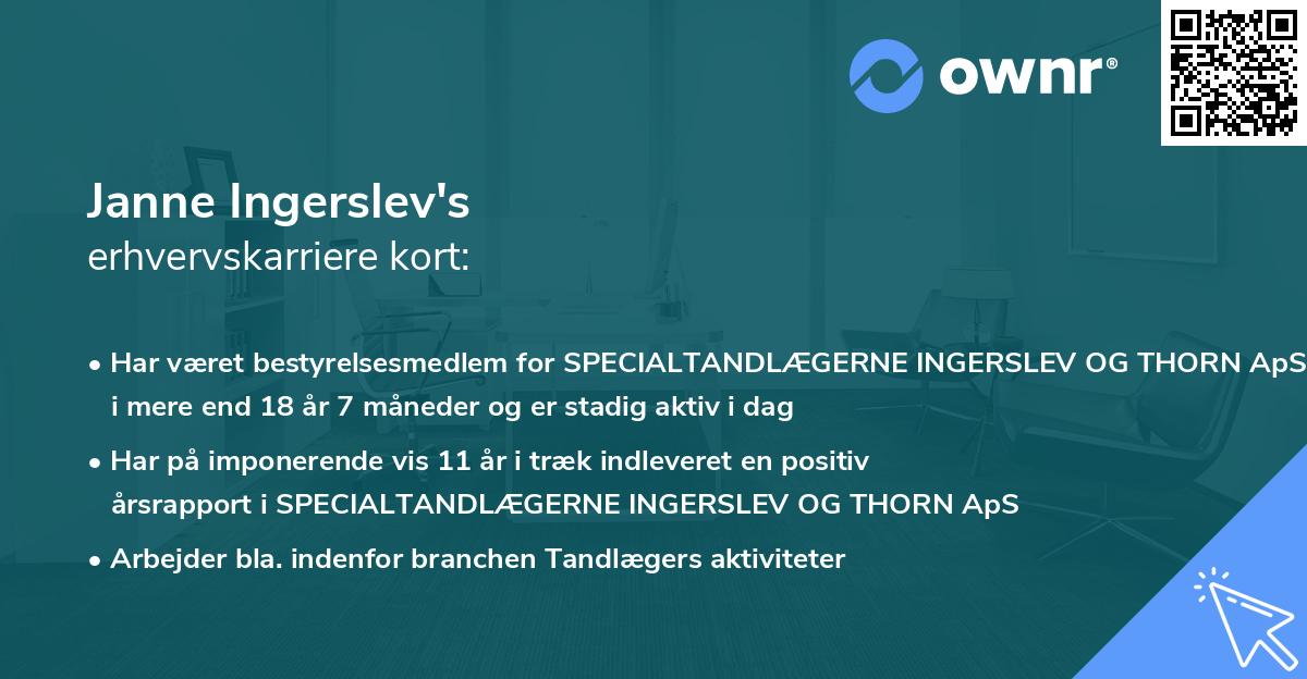 Janne Ingerslev's erhvervskarriere kort