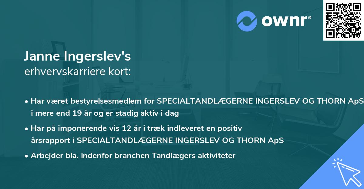 Janne Ingerslev's erhvervskarriere kort