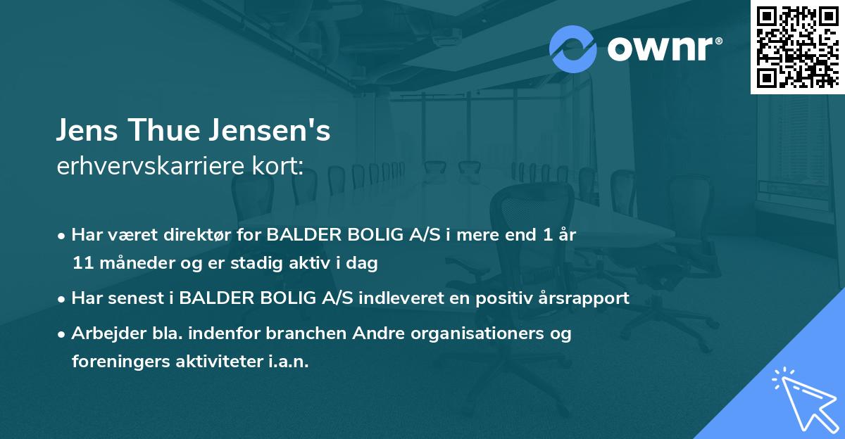 Jens Thue Jensen's erhvervskarriere kort