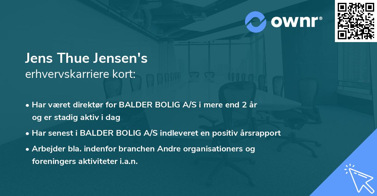 Jens Thue Jensen's erhvervskarriere kort