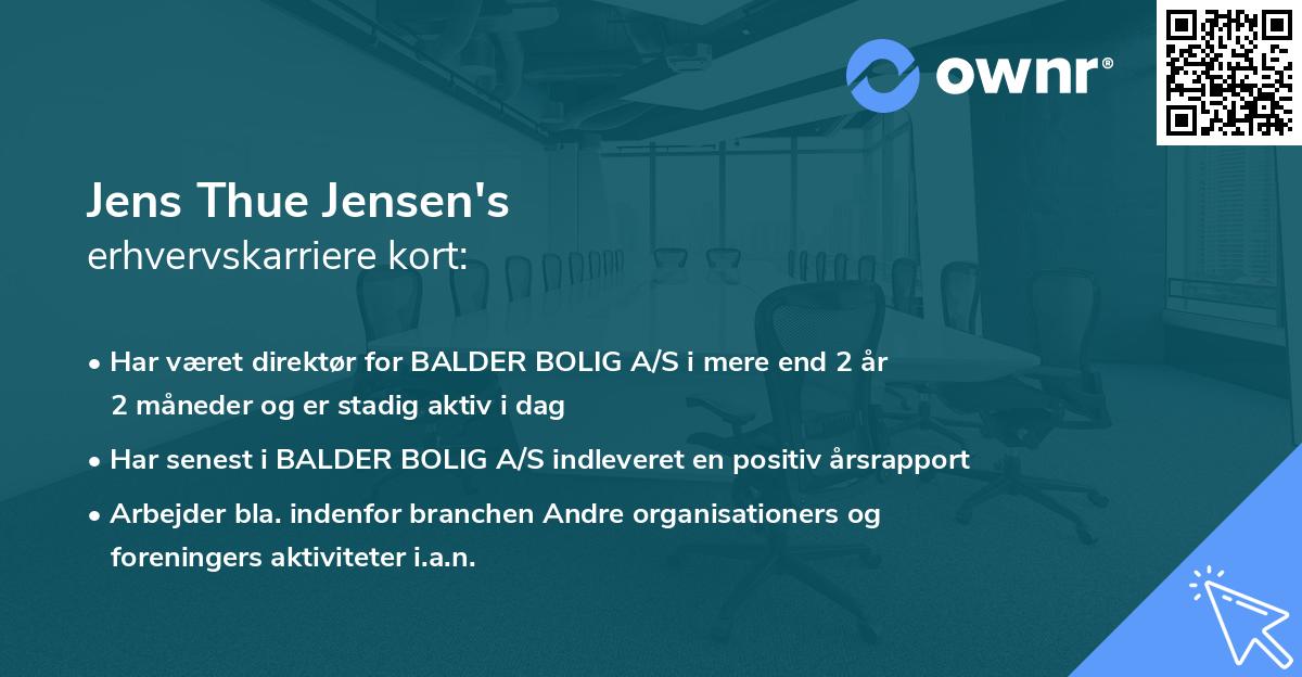 Jens Thue Jensen's erhvervskarriere kort