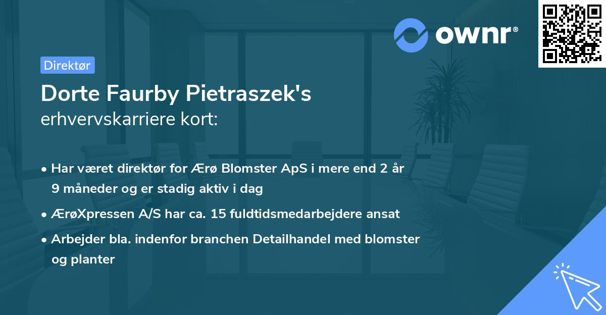 Dorte Faurby Pietraszek's erhvervskarriere kort