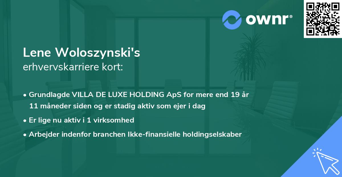 Lene Woloszynski's erhvervskarriere kort