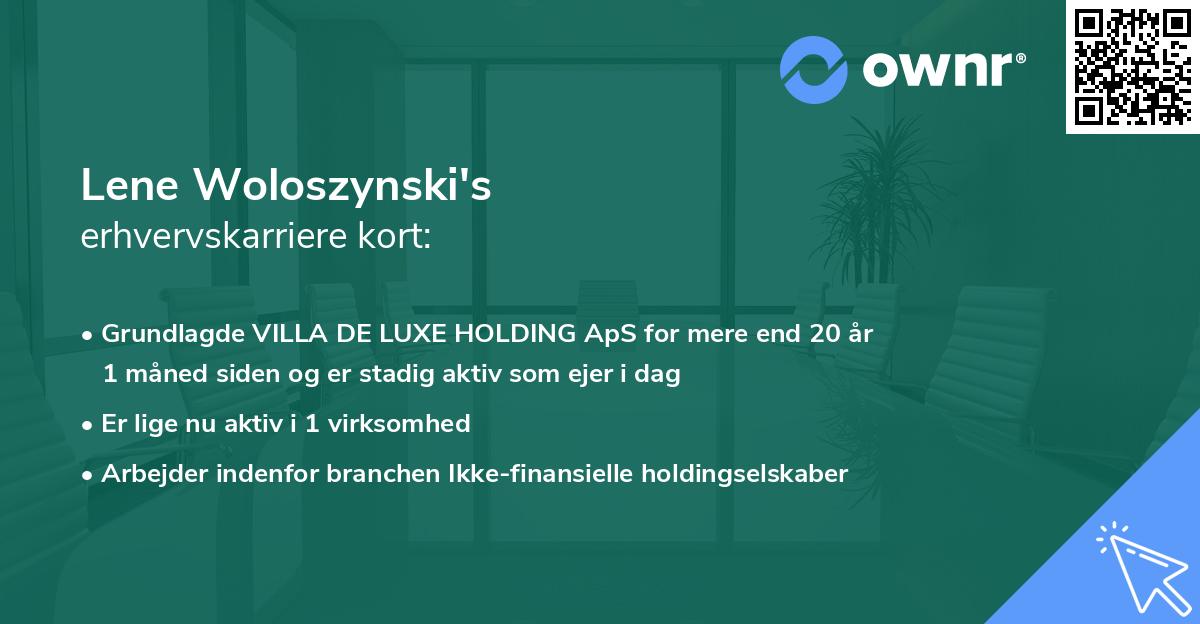 Lene Woloszynski's erhvervskarriere kort