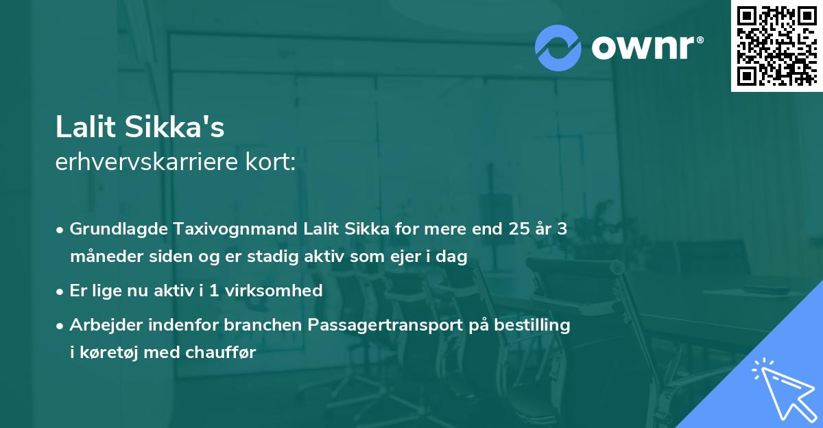 Lalit Sikka's erhvervskarriere kort