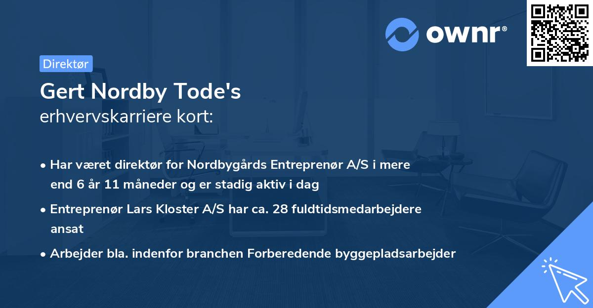 Gert Nordby Tode's erhvervskarriere kort