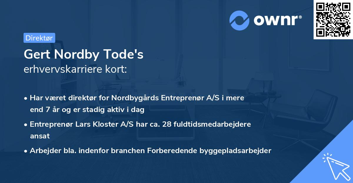 Gert Nordby Tode's erhvervskarriere kort