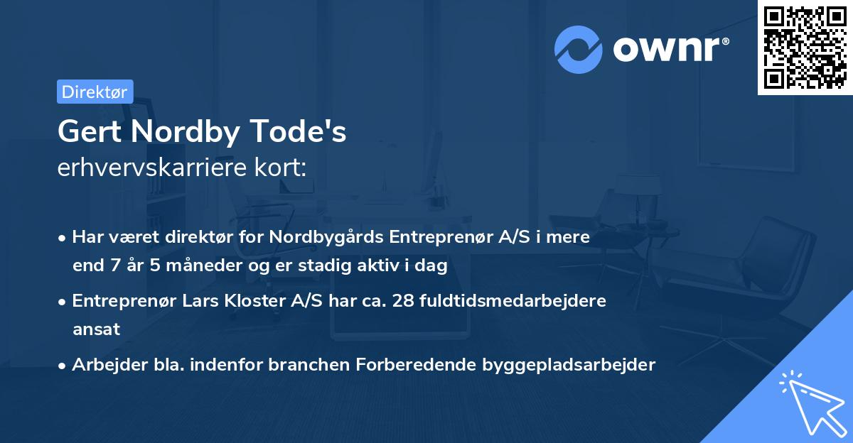 Gert Nordby Tode's erhvervskarriere kort