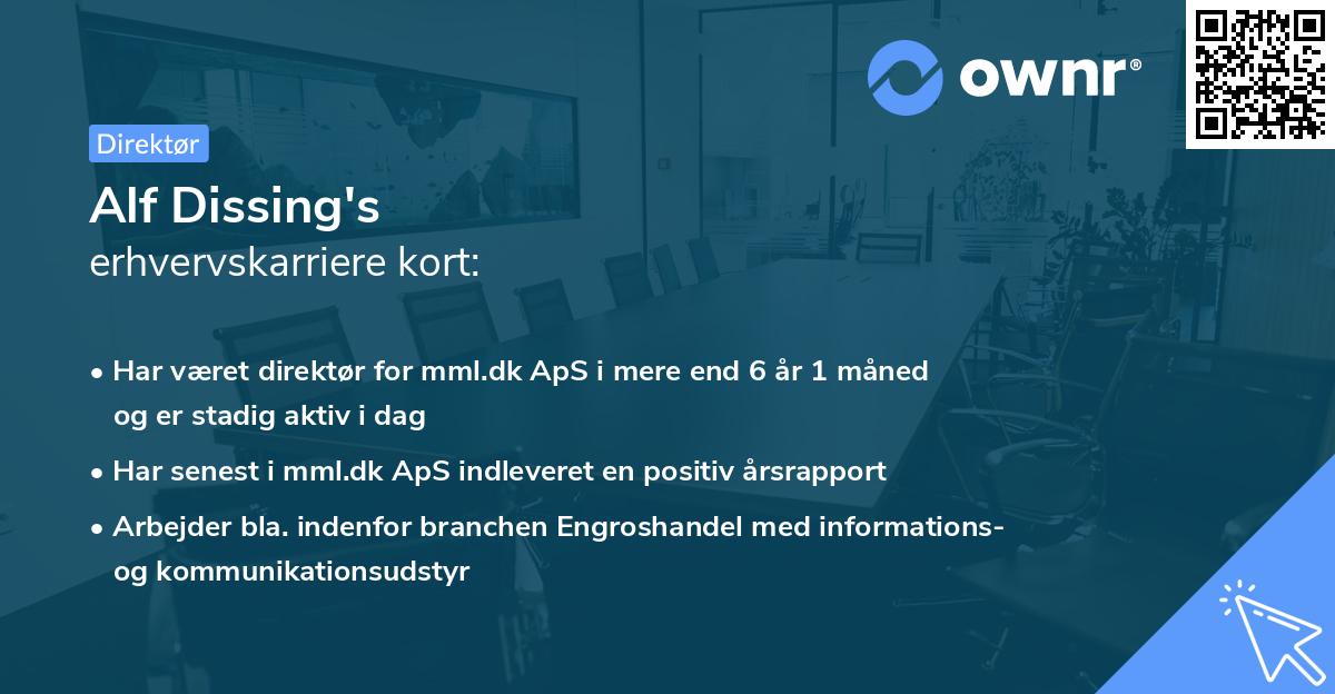 Alf Dissing's erhvervskarriere kort