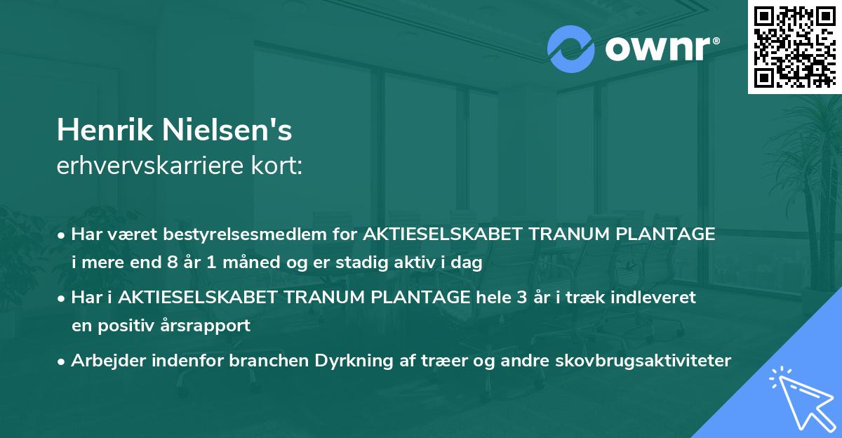 Henrik Nielsen's erhvervskarriere kort