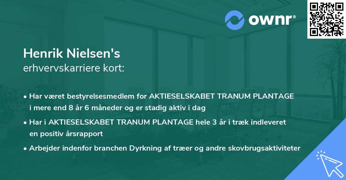 Henrik Nielsen's erhvervskarriere kort