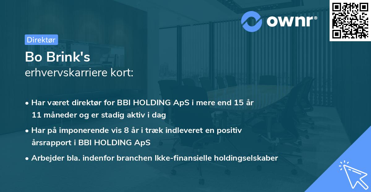 Bo Brink's erhvervskarriere kort