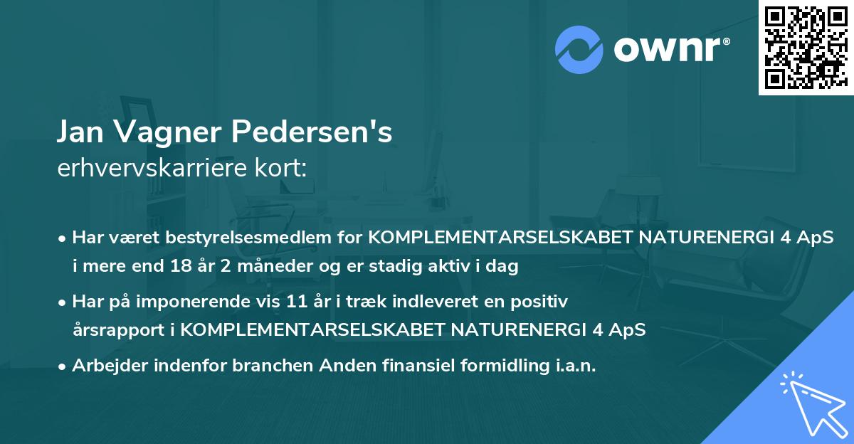 Jan Vagner Pedersen's erhvervskarriere kort