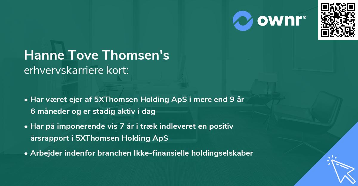 Hanne Tove Thomsen's erhvervskarriere kort