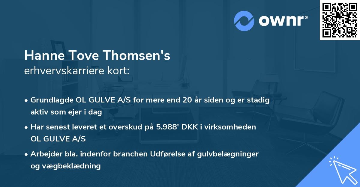 Hanne Tove Thomsen's erhvervskarriere kort