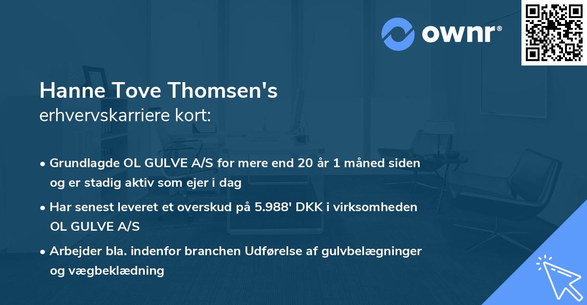 Hanne Tove Thomsen's erhvervskarriere kort