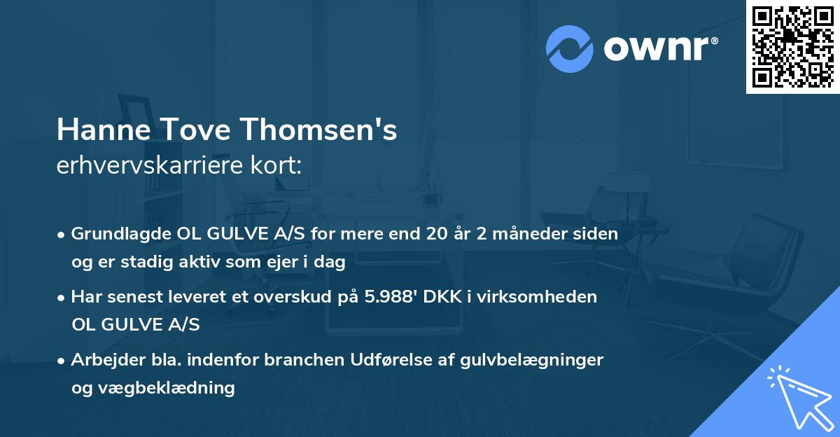 Hanne Tove Thomsen's erhvervskarriere kort