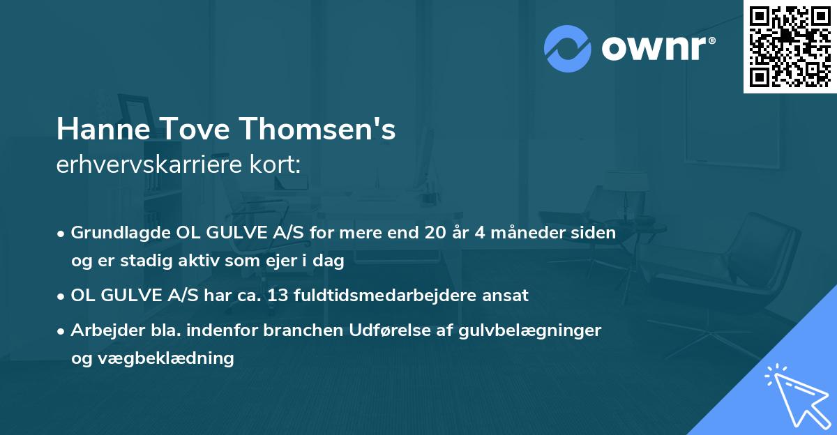Hanne Tove Thomsen's erhvervskarriere kort