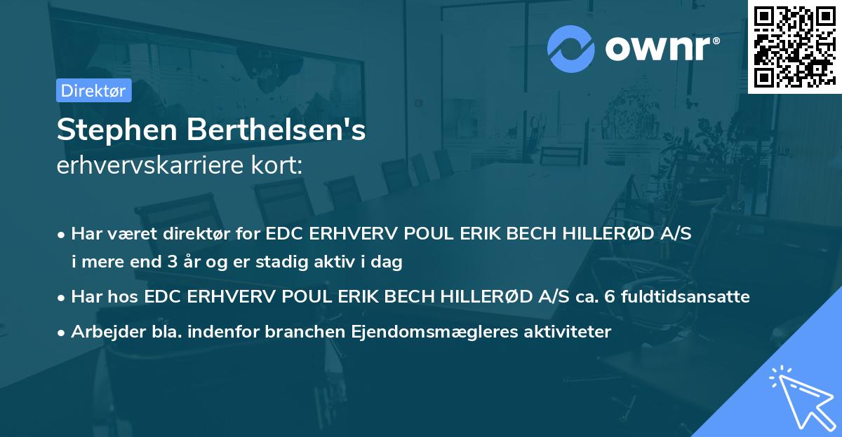 Stephen Berthelsen's erhvervskarriere kort
