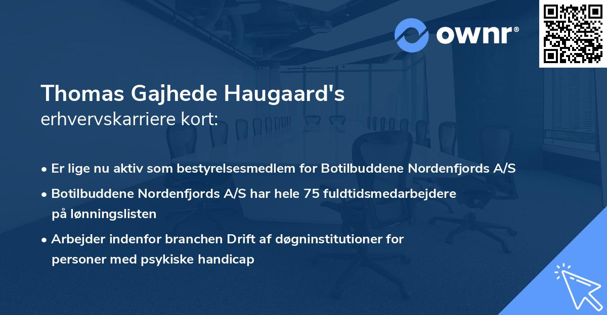Thomas Gajhede Haugaard's erhvervskarriere kort