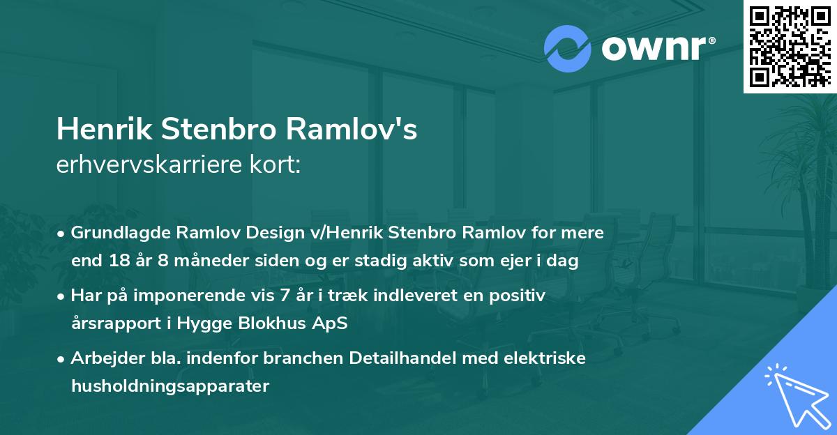 Henrik Stenbro Ramlov's erhvervskarriere kort
