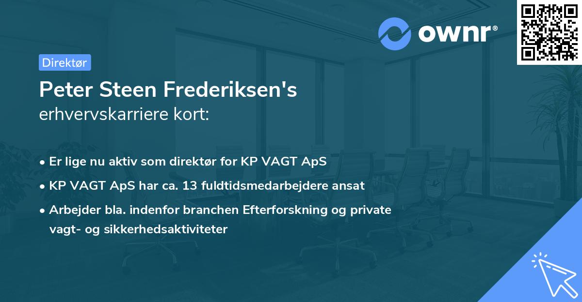 Peter Steen Frederiksen's erhvervskarriere kort