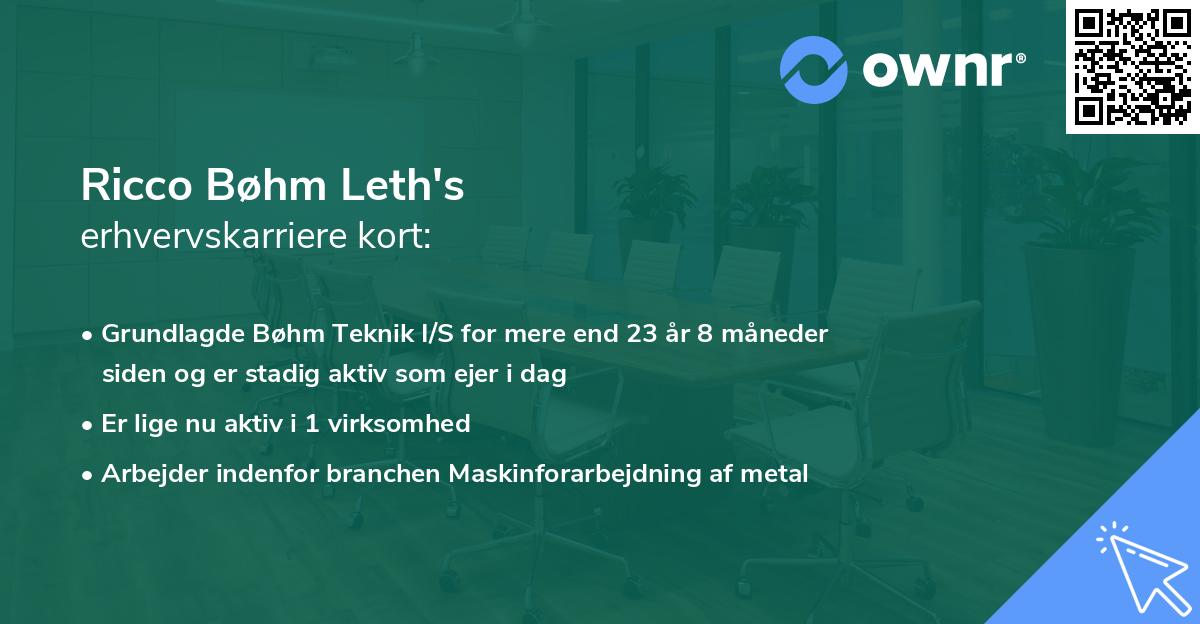 Ricco Bøhm Leth's erhvervskarriere kort