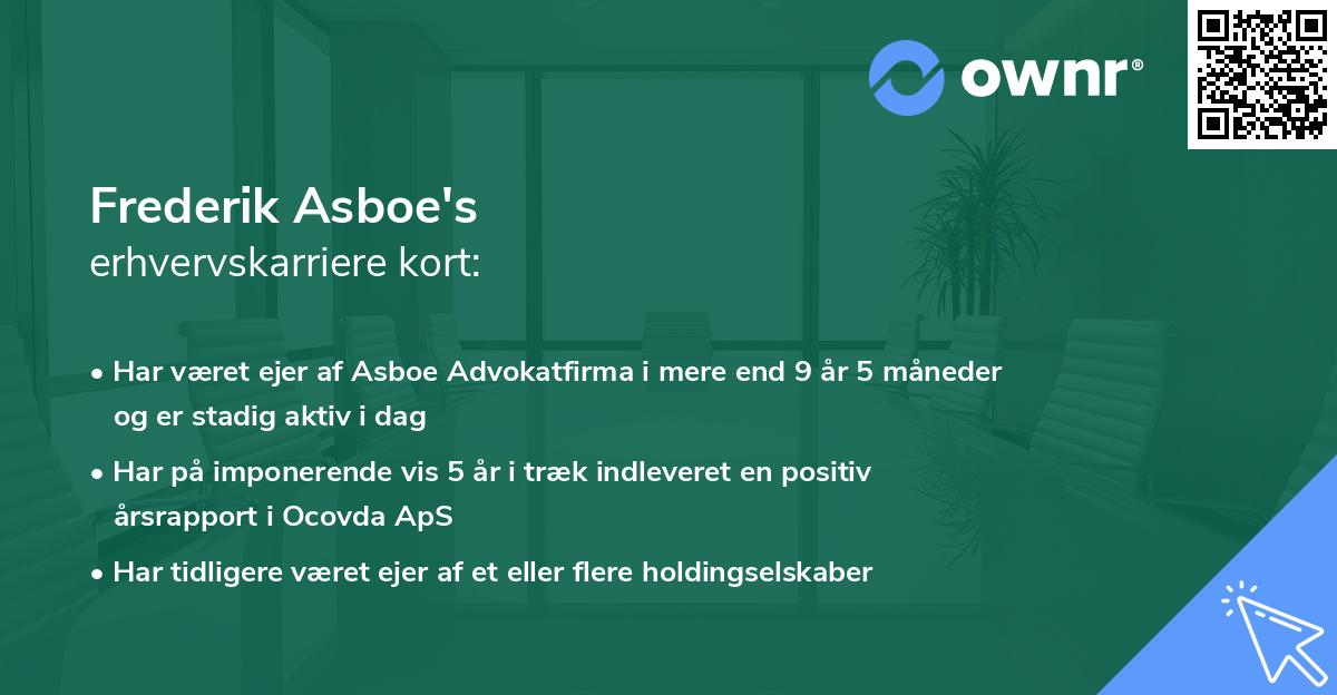 Frederik Asboe's erhvervskarriere kort