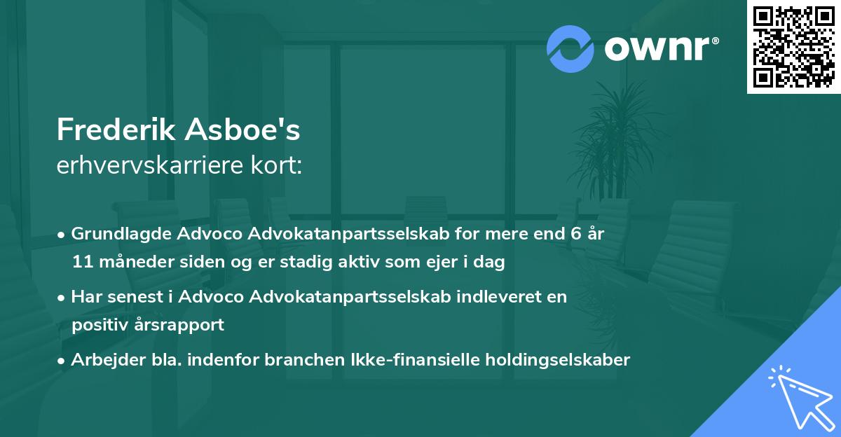 Frederik Asboe's erhvervskarriere kort